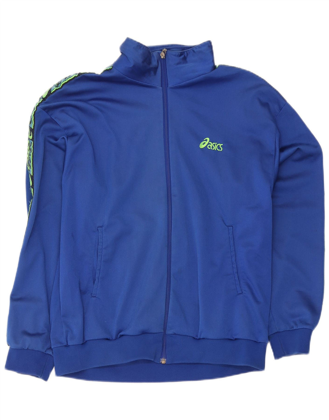 Asics Mens Graphic Tracksuit Top Jacket IT 56 2XL Blue Polyamide