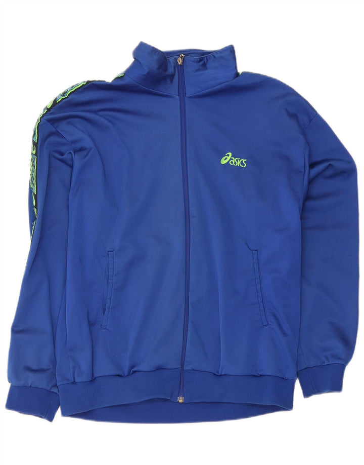Asics Mens Graphic Tracksuit Top Jacket IT 56 2XL Blue Polyamide