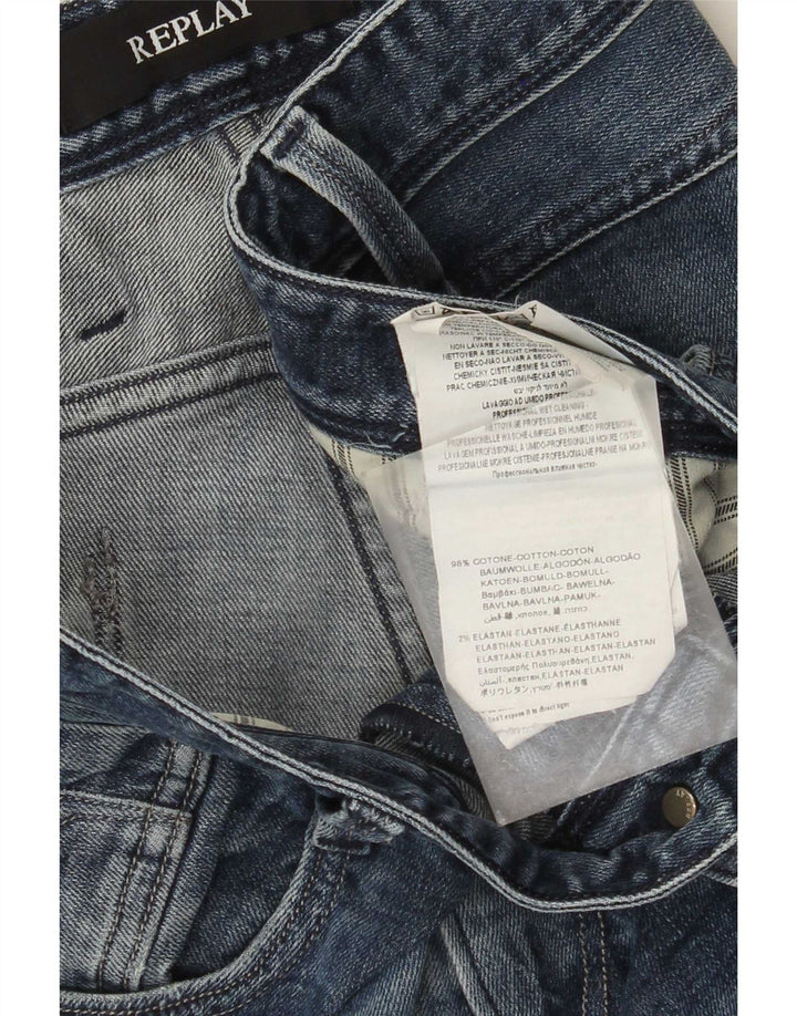 Replay Womens Slim Jeans W34 L32 Blue Cotton