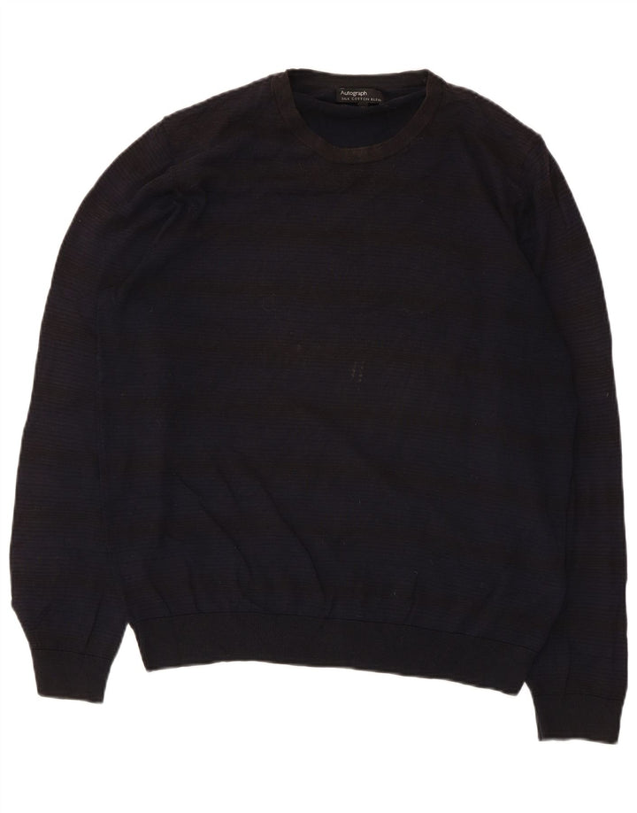 Marks & Spencer Mens Autograph Crew Neck Jumper Sweater Medium Navy Blue