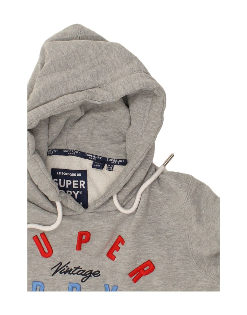 SUPERDRY Womens Graphic Hoodie Jumper UK 14 Large  Grey Cotton | Vintage Superdry | Thrift | Second-Hand Superdry | Used Clothing | Messina Hembry 
