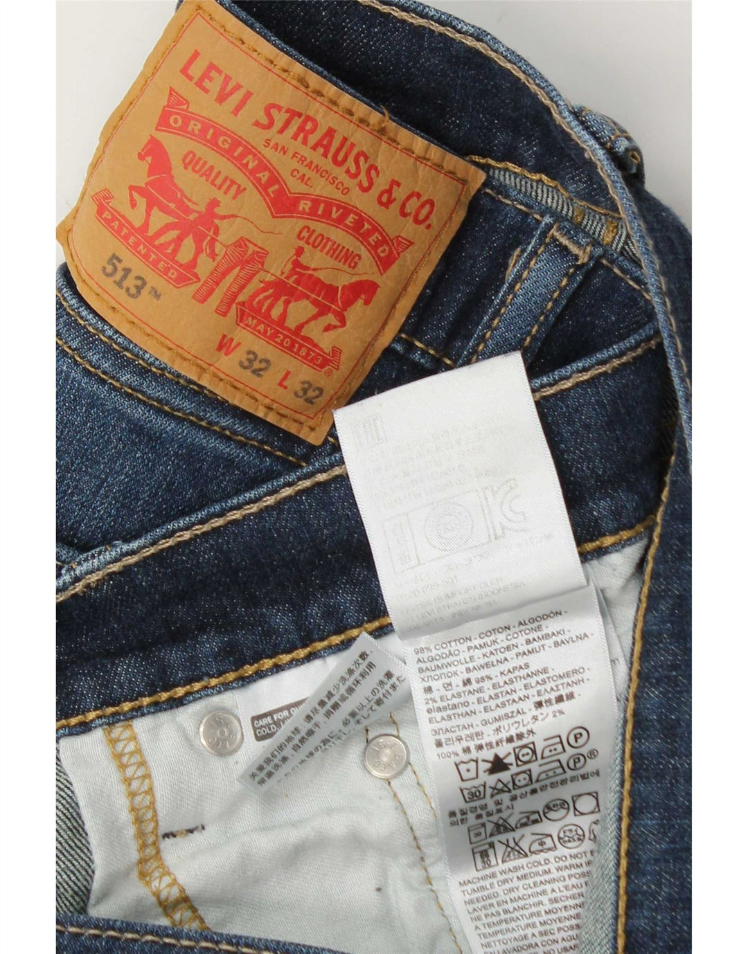 Levi's Mens 513 Straight Jeans W32 L32 Blue Cotton