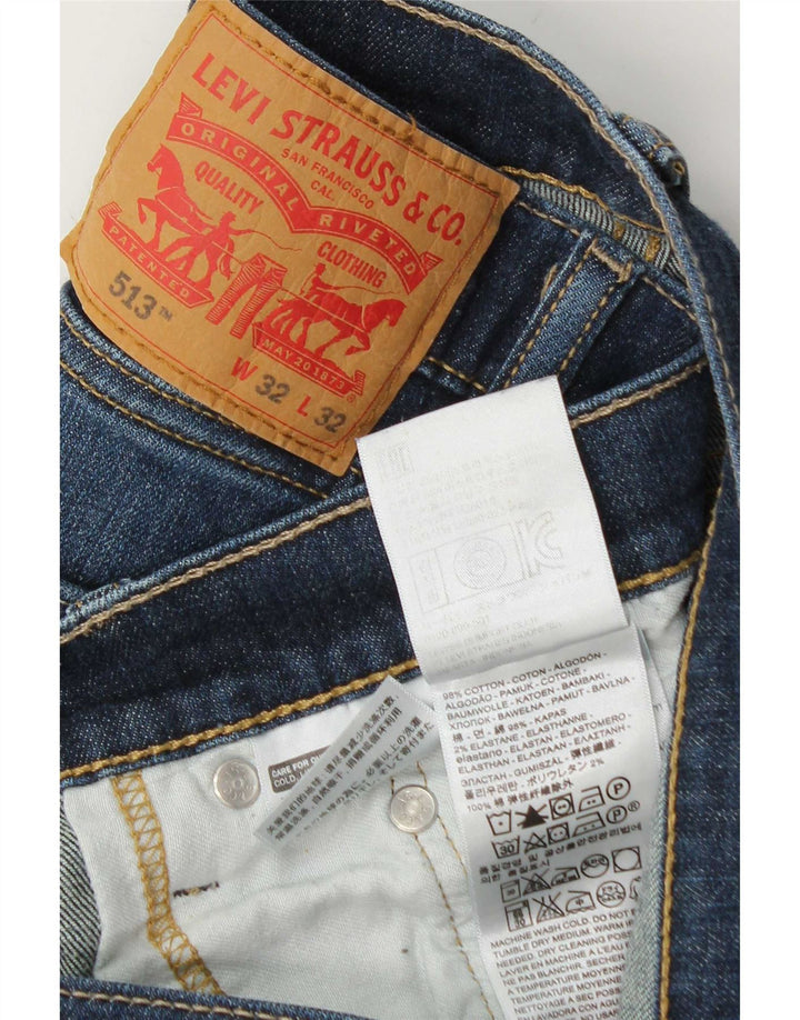 Levi's Mens 513 Straight Jeans W32 L32 Blue Cotton