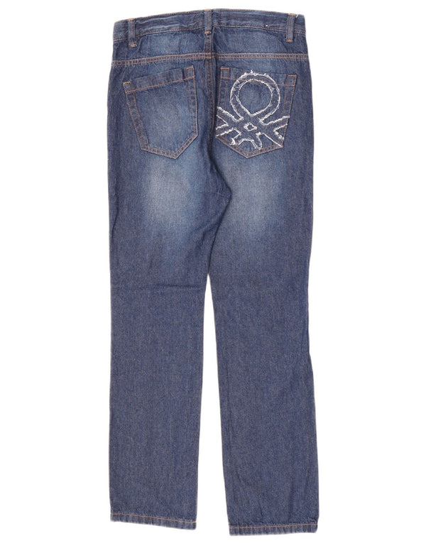 Benetton Womens Graphic Straight Jeans W26 L26 Blue