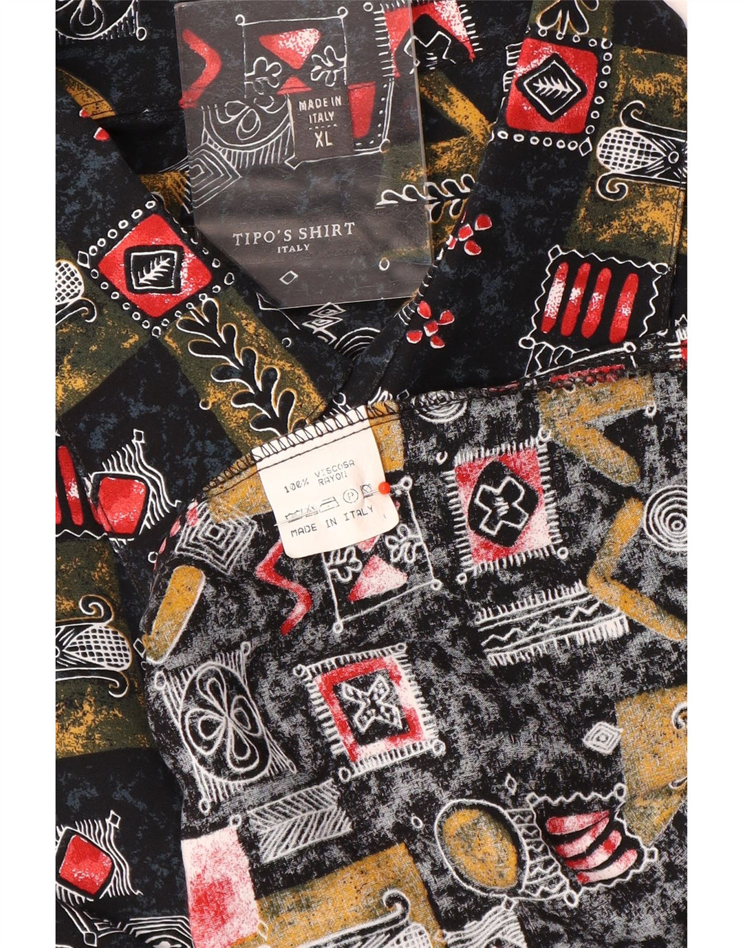 Tipo' S Mens Short Sleeve Shirt XL Black Patchwork Viscose