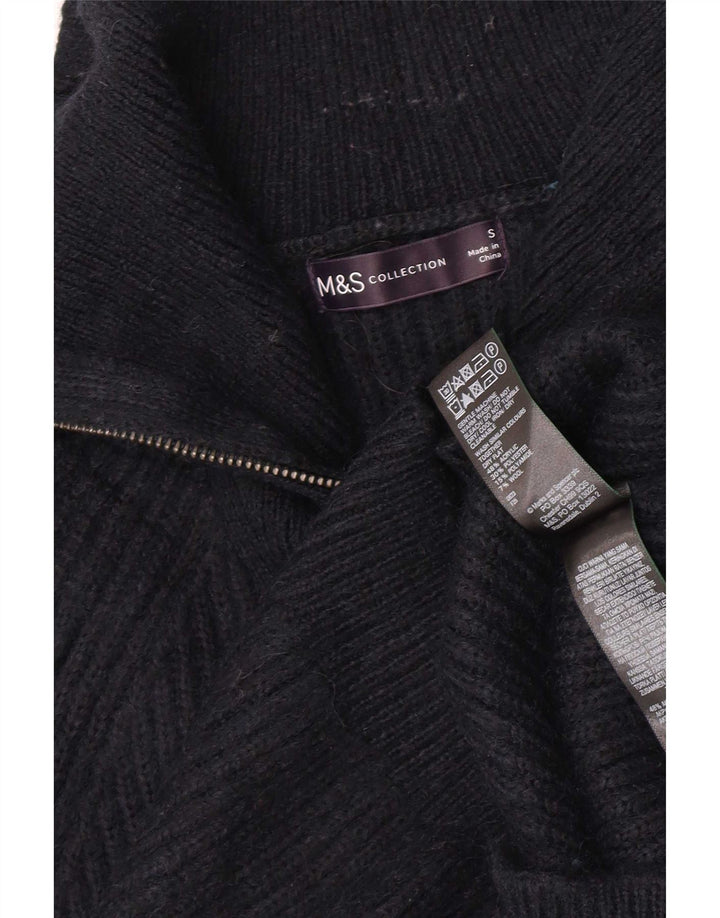 Marks & Spencer Womens Zip Neck Jumper Sweater UK 10 Small Navy Blue