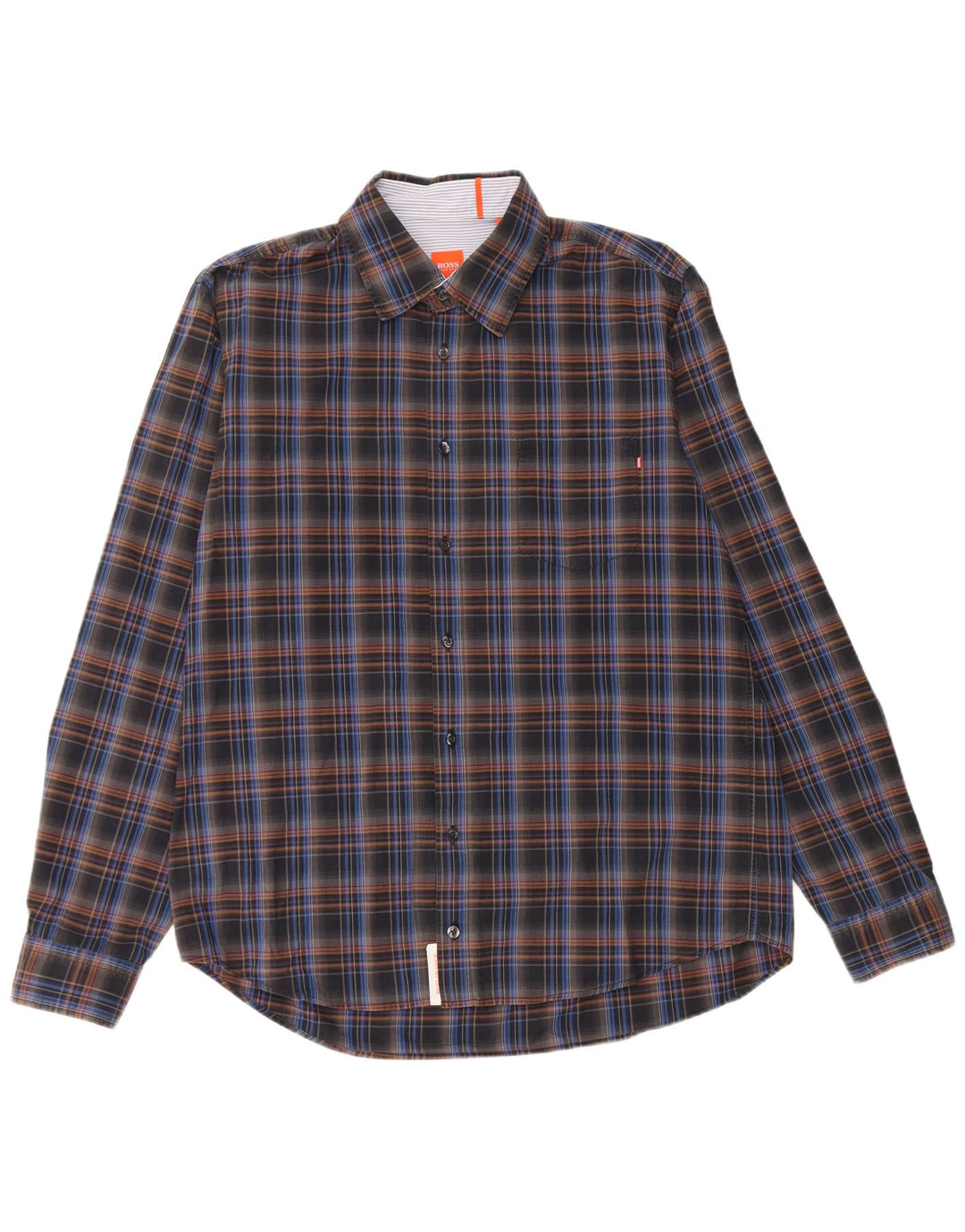 Hugo Boss Mens Shirt Large Black Check Cotton