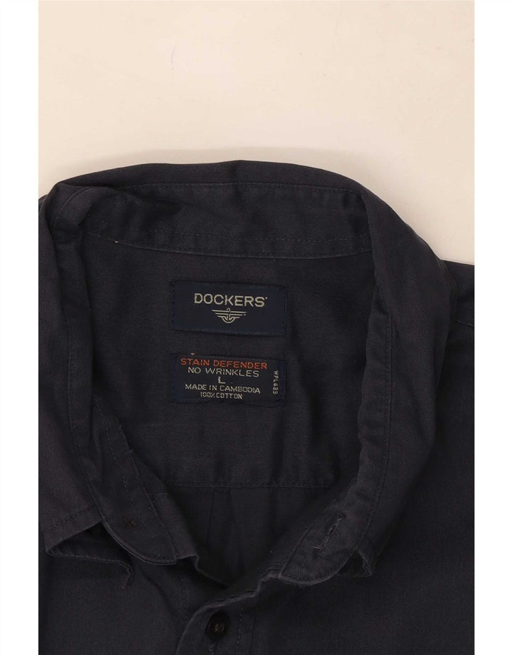 Dockers Mens Shirt Large Navy Blue Cotton