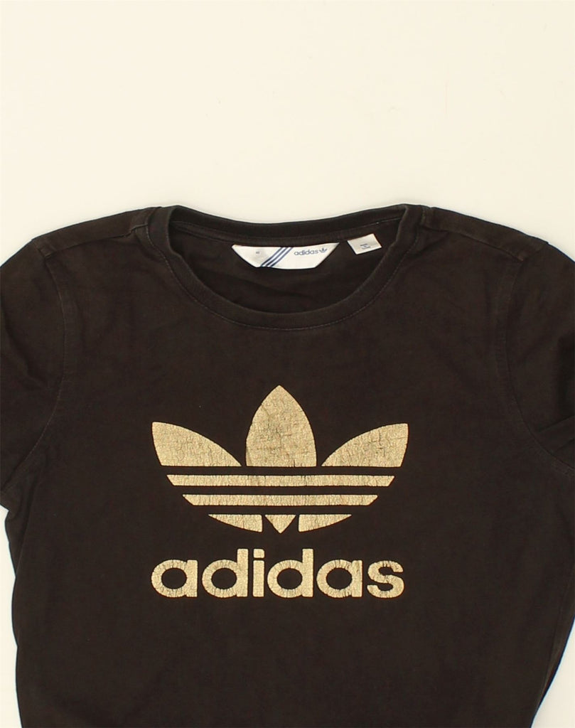 ADIDAS Womens Graphic T-Shirt Top IT 40 Small Black Cotton | Vintage Adidas | Thrift | Second-Hand Adidas | Used Clothing | Messina Hembry 