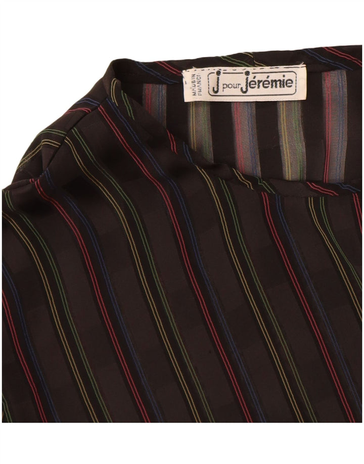 Vintage Womens Long Sleeve Blouse Top UK 14 Medium Black Striped