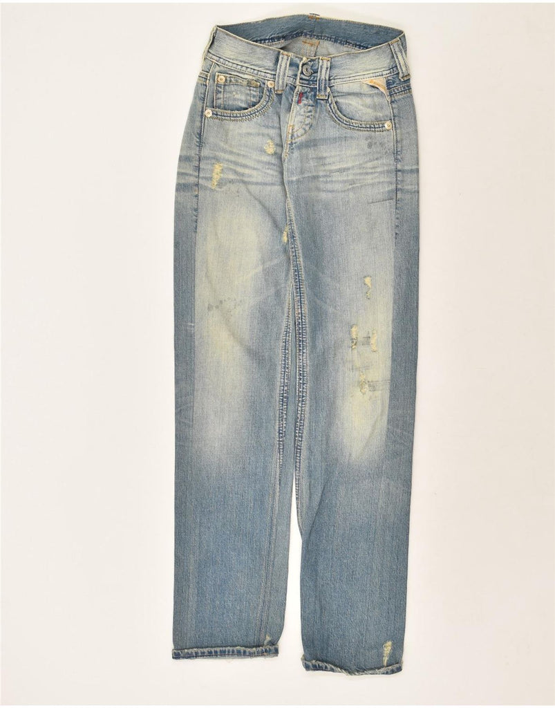 REPLAY Womens Distressed Straight Jeans W25 L34  Blue Cotton | Vintage Replay | Thrift | Second-Hand Replay | Used Clothing | Messina Hembry 