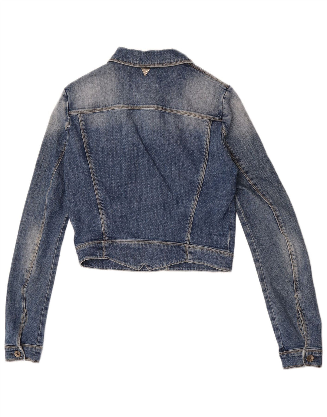 Guess Womens Crop Denim Jacket UK 6 XS Blue Cotton