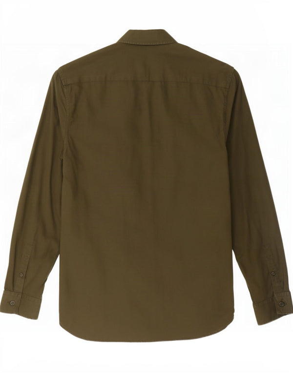 Fred Perry Mens Shirt Small Khaki Cotton