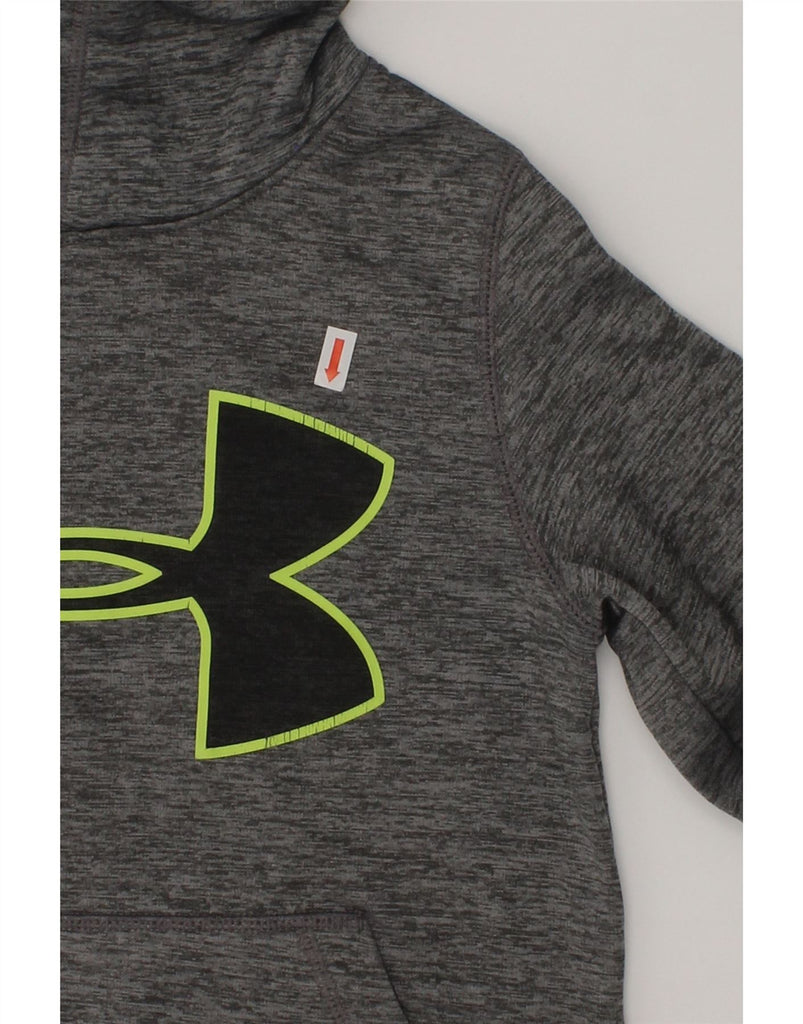 UNDER ARMOUR Boys Graphic Hoodie Jumper 5-6 Years XS Grey Flecked | Vintage Under Armour | Thrift | Second-Hand Under Armour | Used Clothing | Messina Hembry 