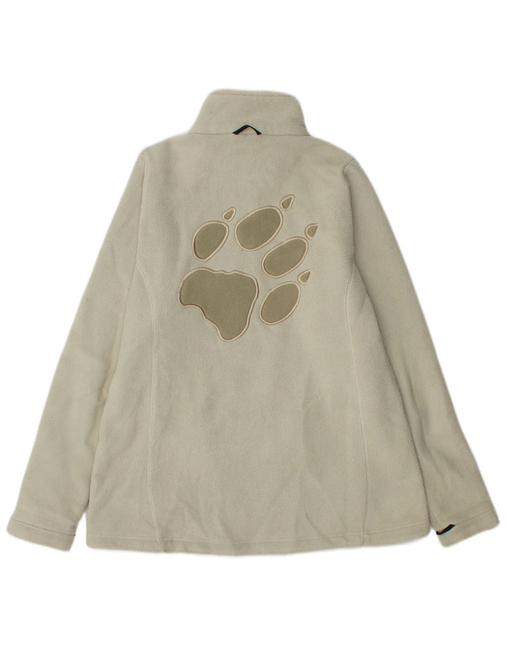 Jack Wolfskin Womens Graphic Fleece Jacket UK 16 Large Off White Polyester