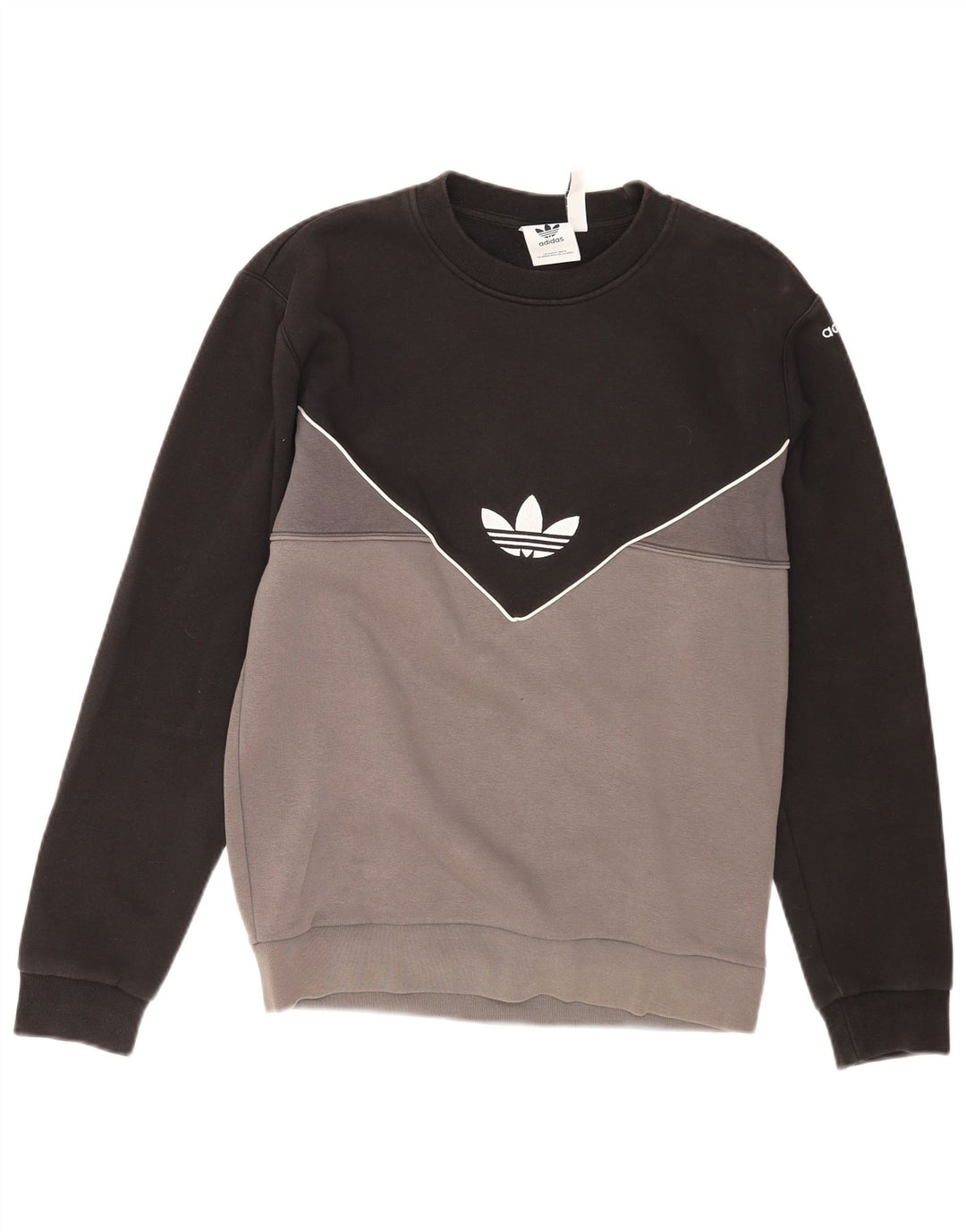 Adidas Mens Graphic Sweatshirt Jumper Small Black Colourblock Cotton