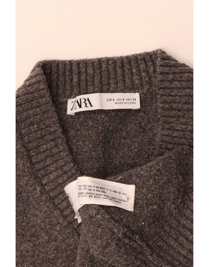 Zara Womens Crop Vest Tank Top UK 10 Small Grey Wool