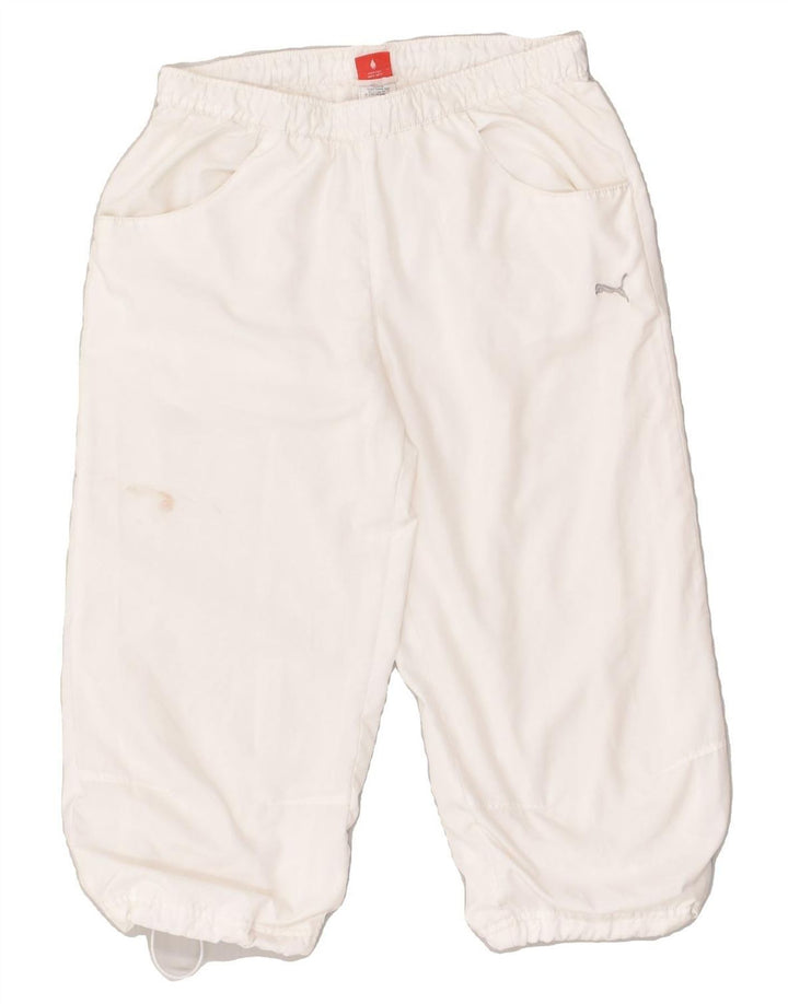 PUMA Womens Capri Tracksuit Trousers UK 8 Small White | Vintage Puma | Thrift | Second-Hand Puma | Used Clothing | Messina Hembry 