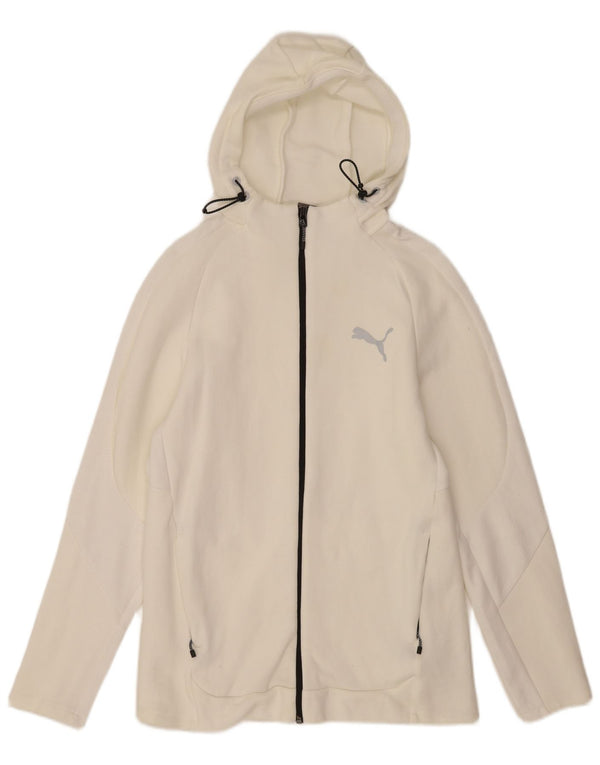 Puma Mens Zip Hoodie Sweater Medium White Cotton