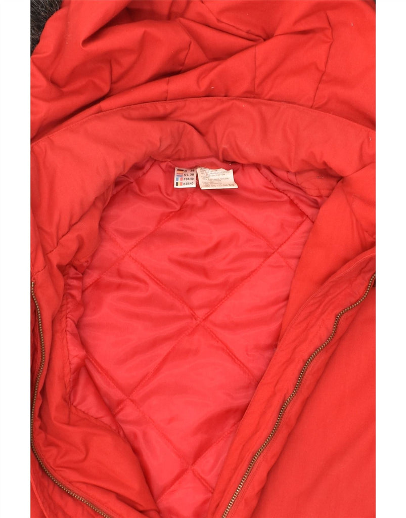 VINTAGE Womens Hooded Overcoat EU 38 Medium Red Polyester | Vintage Vintage | Thrift | Second-Hand Vintage | Used Clothing | Messina Hembry 