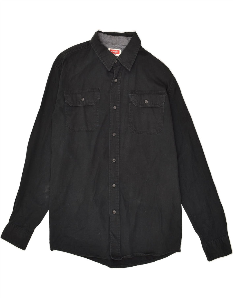 WRANGLER Mens Shirt Medium Black Cotton | Vintage Wrangler | Thrift | Second-Hand Wrangler | Used Clothing | Messina Hembry 