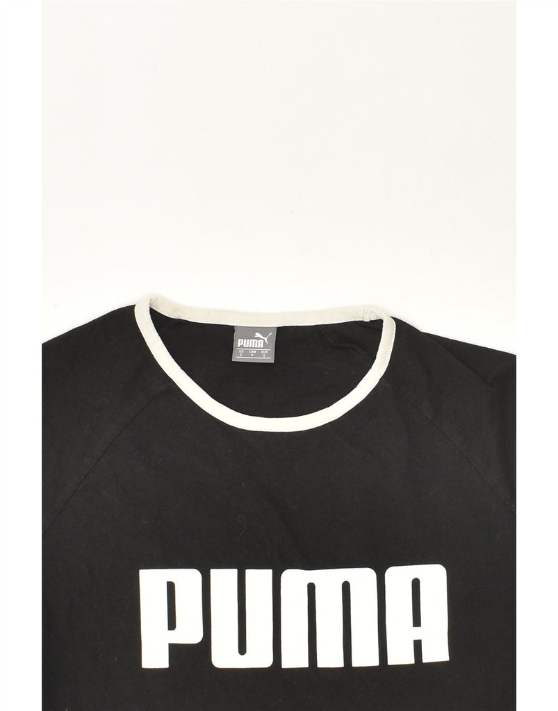 PUMA Womens Graphic T-Shirt Top UK 10 Small Black Cotton | Vintage Puma | Thrift | Second-Hand Puma | Used Clothing | Messina Hembry 