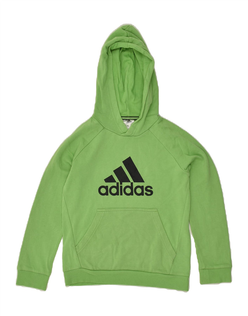 ADIDAS Boys Graphic Hoodie Jumper 9-10 Years Small  Green Cotton | Vintage Adidas | Thrift | Second-Hand Adidas | Used Clothing | Messina Hembry 