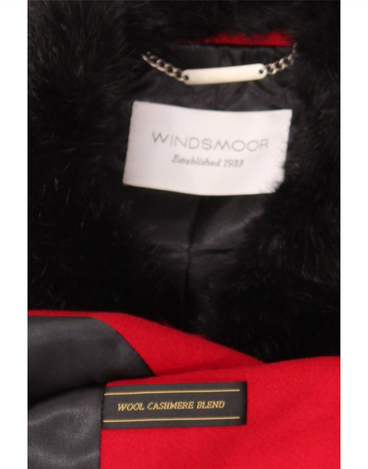 Windsmoor Womens Double Breasted Coat UK 14 Medium Red Colourblock
