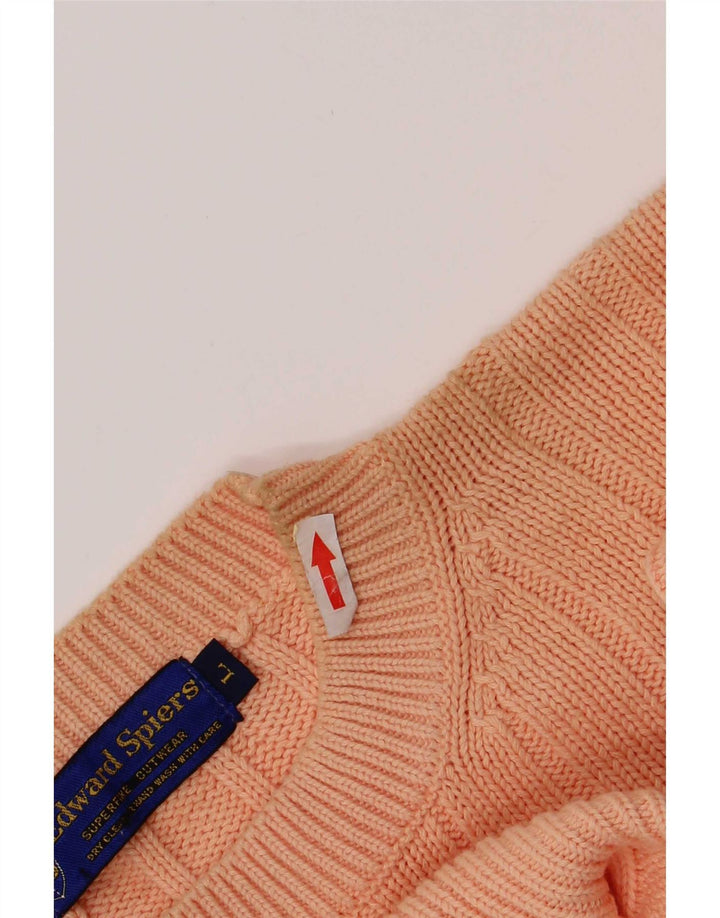 Edward Spiers Mens Crew Neck Jumper Sweater Large Orange Cotton
