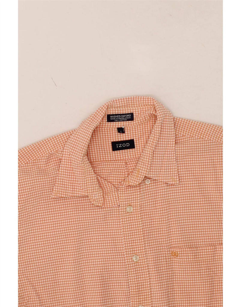 IZOD Mens Short Sleeve Shirt Large Orange Check Cotton Vintage Izod and Second-Hand Izod from Messina Hembry 