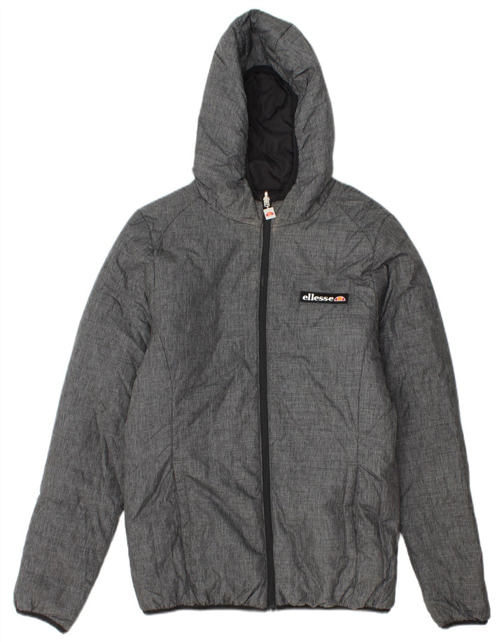 Ellesse Womens Oversized Hooded Reversible Padded Jacket UK 10 Small Grey