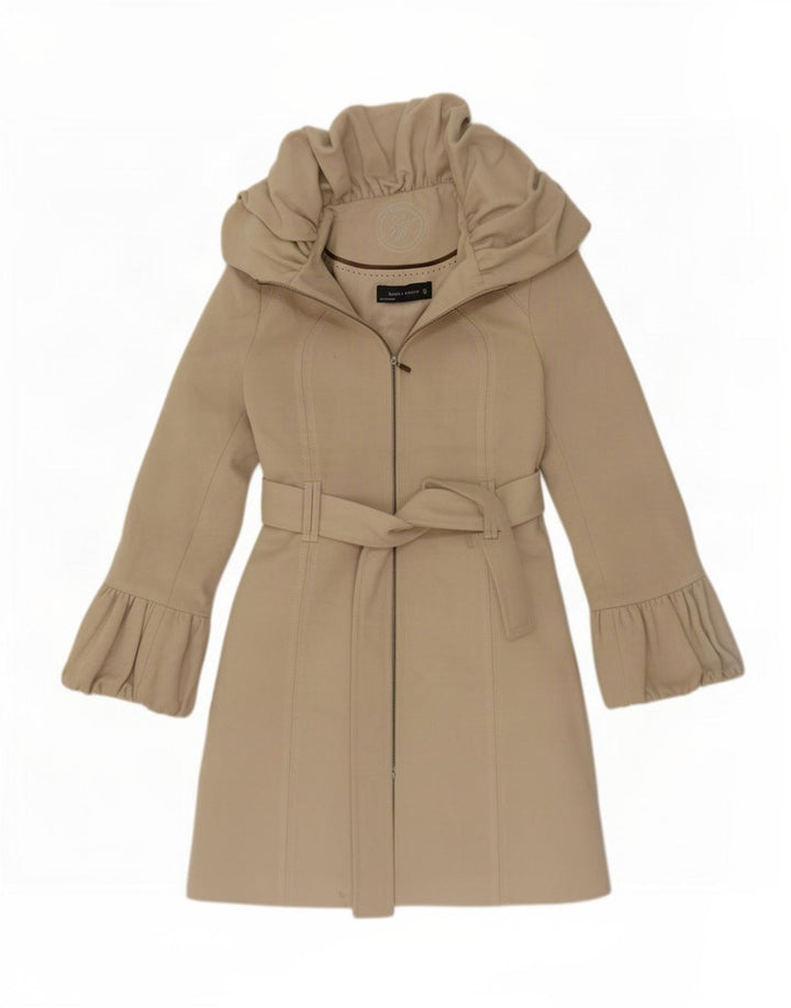 Zara Womens Trench Coat UK 10 Small Grey Wool