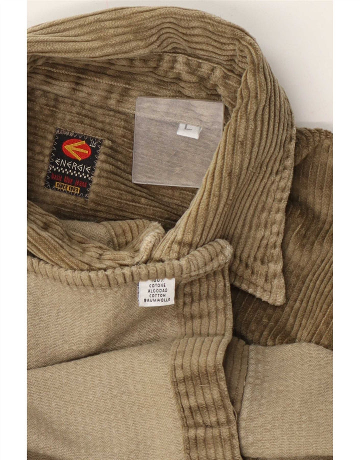 Energie Mens Corduroy Shirt Large Khaki Cotton