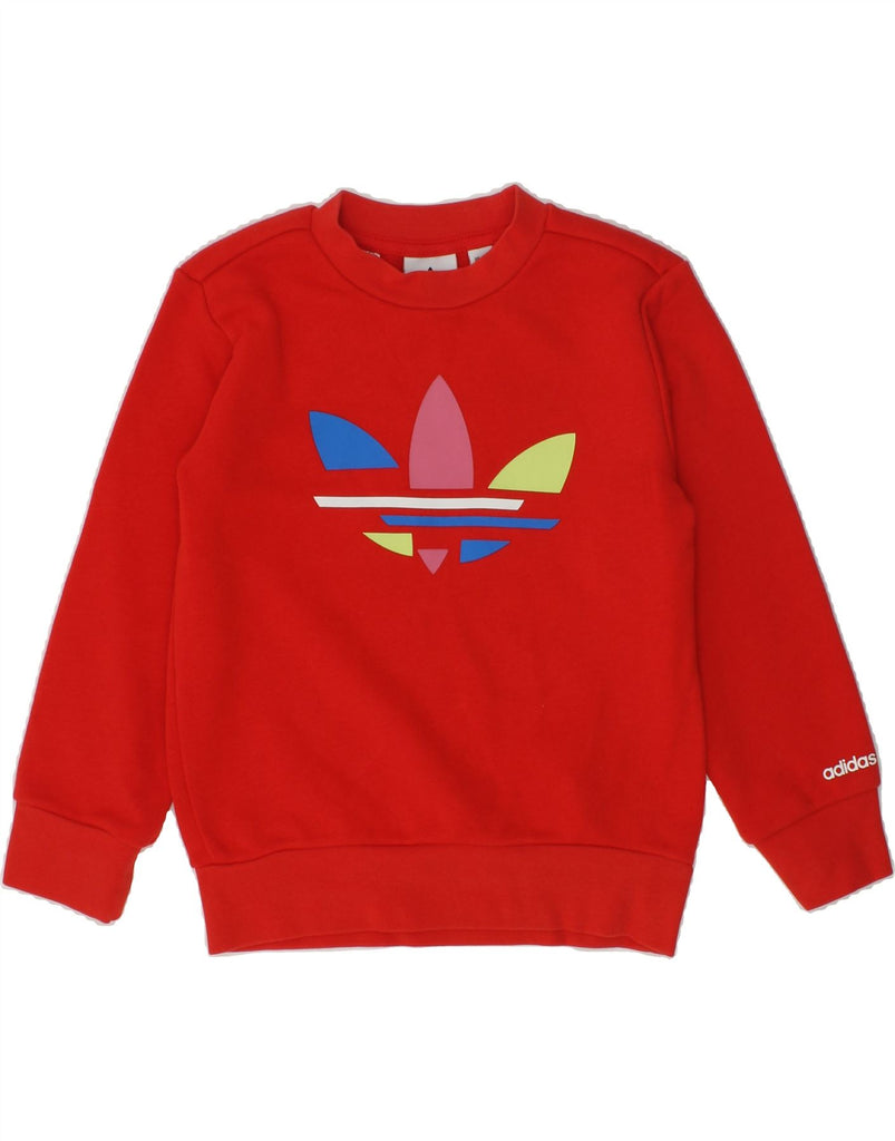 ADIDAS Girls Graphic Sweatshirt Jumper 4-5 Years Red Cotton | Vintage Adidas | Thrift | Second-Hand Adidas | Used Clothing | Messina Hembry 