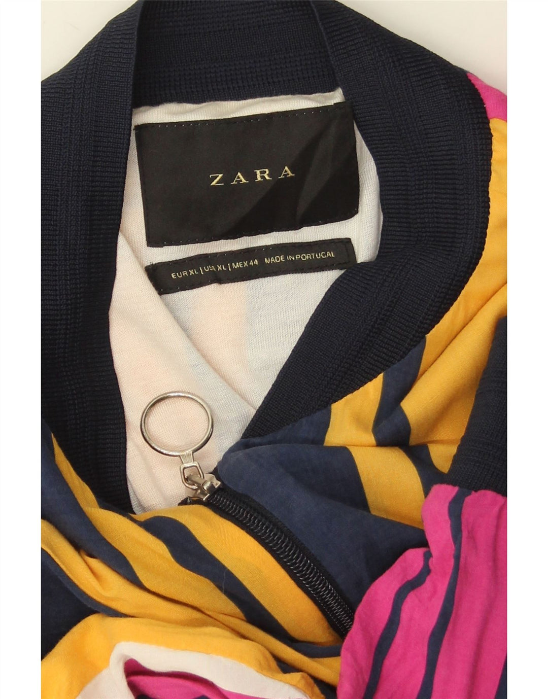 Zara Mens Bomber Jacket UK 42 XL Multicoloured Striped