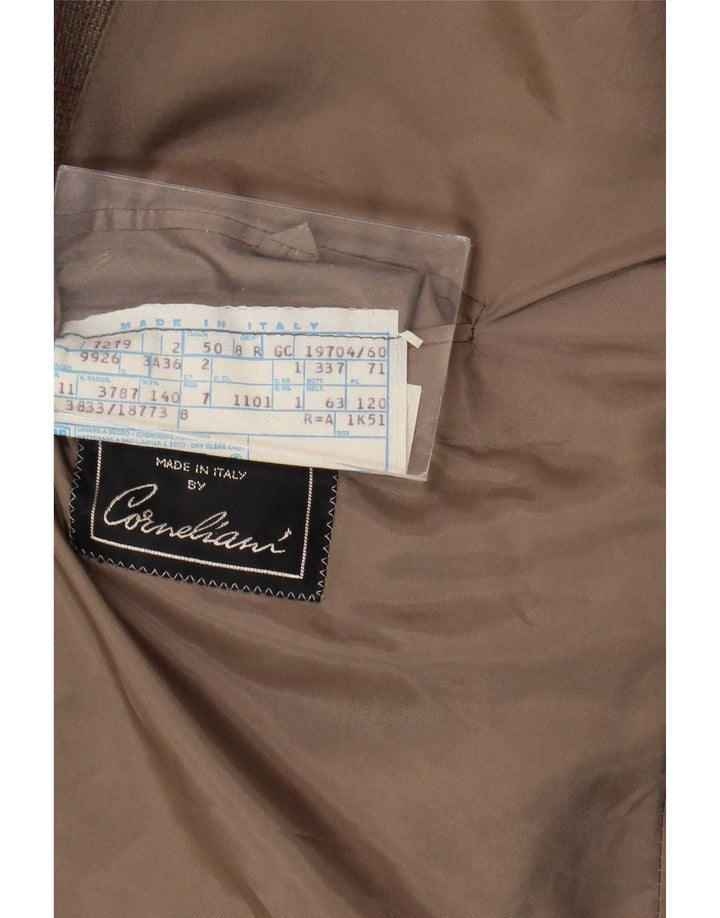 Corneliani Mens Double Breasted Blazer Jacket IT 50 Large Brown Check