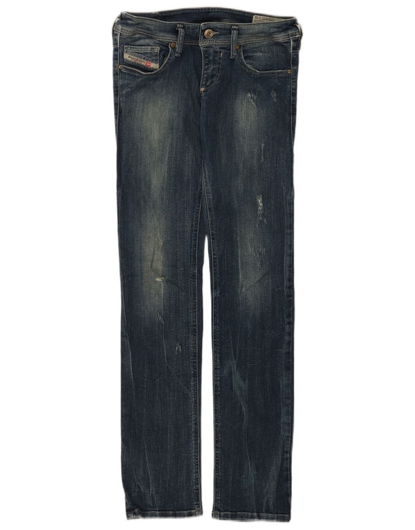 DIESEL Womens Lowky Distressed Slim Straight Jeans W27 L32 Blue Cotton