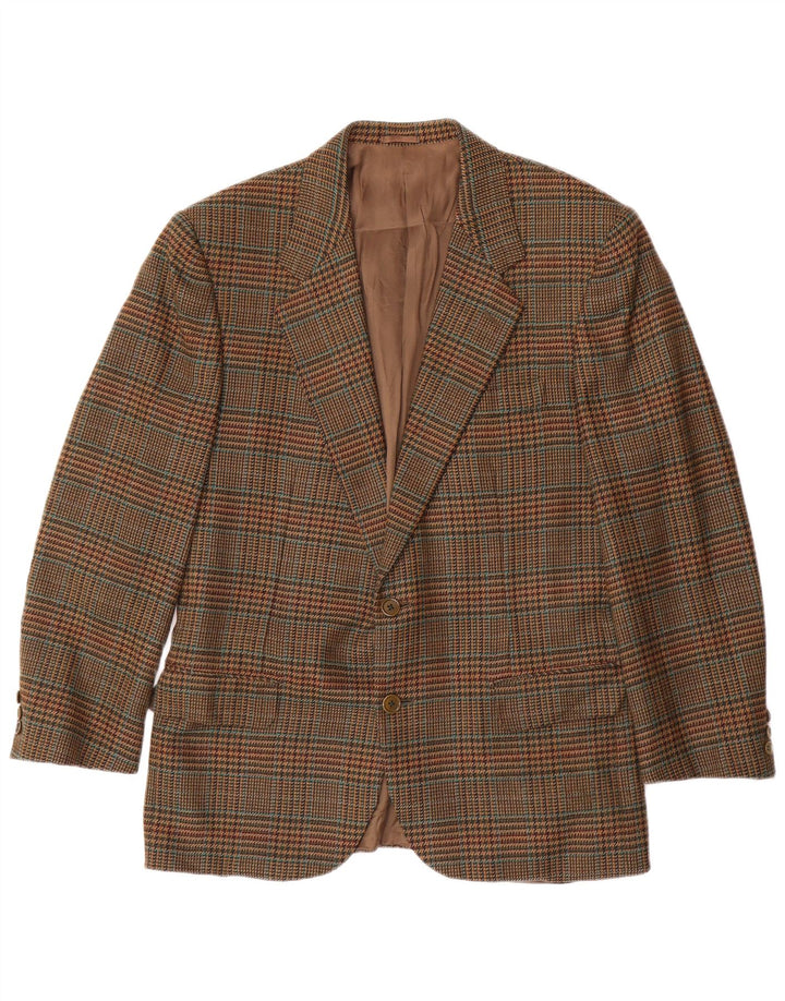 BURBERRYS Mens 2 Button Blazer Jacket IT 48 Medium Brown Houndstooth Wool