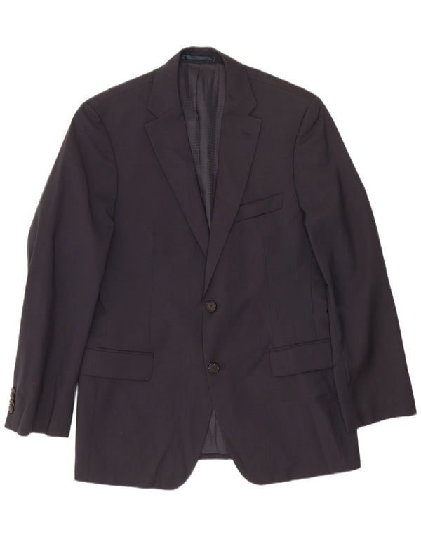 Hugo Boss Mens 2 Button Blazer Jacket EU 48 Medium Navy Blue Virgin Wool