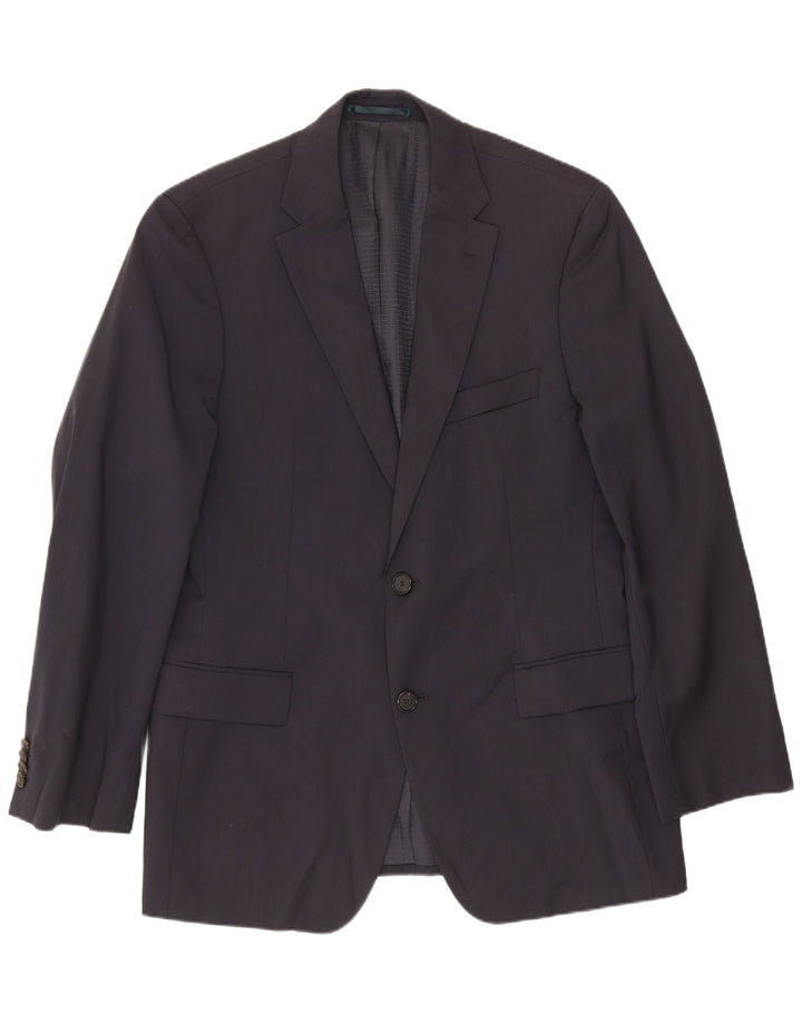 Hugo Boss Mens 2 Button Blazer Jacket EU 48 Medium Navy Blue Virgin Wool