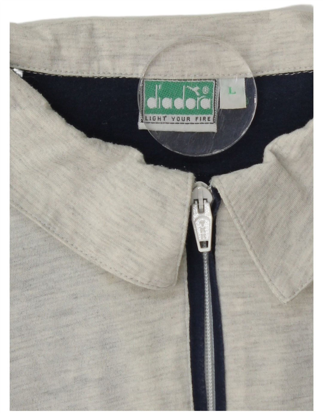 DIADORA Mens Graphic Polo Shirt Large Navy Blue Colourblock Cotton