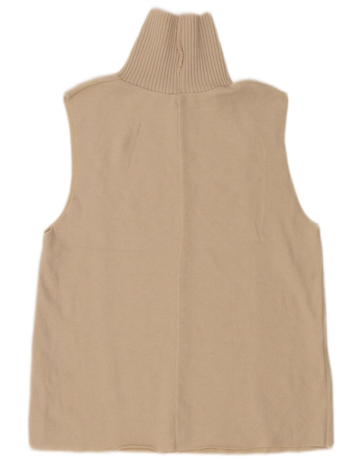 Zara Womens Vest Tank Top UK 14 Medium Beige Polyester