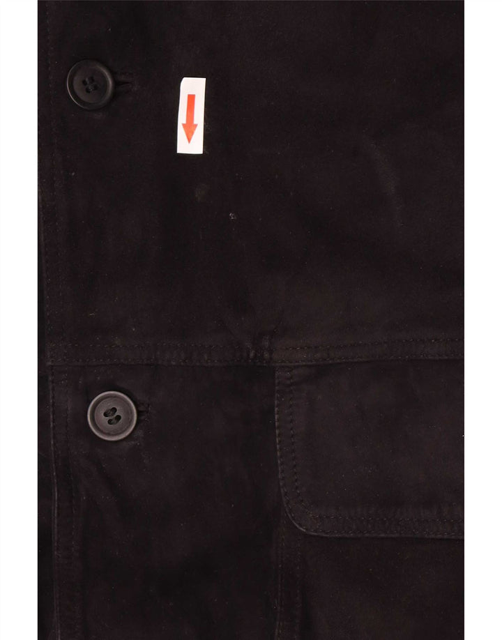 Vintage Mens Suede Bomber Jacket IT 56 3XL Black Leather