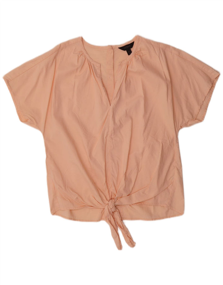 J. Crew Womens Front Tie Blouse Top UK 14 Medium Pink Cotton