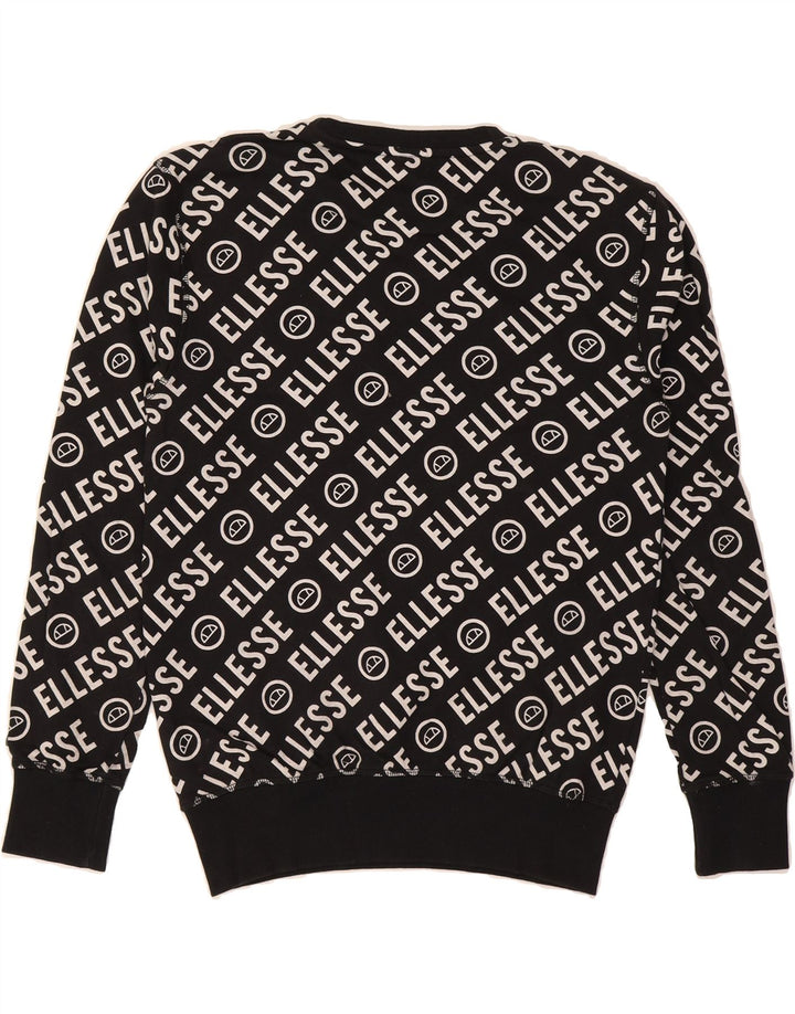 ELLESSE Mens Graphic Sweatshirt Jumper Small Black Cotton Vintage Ellesse and Second-Hand Ellesse from Messina Hembry 