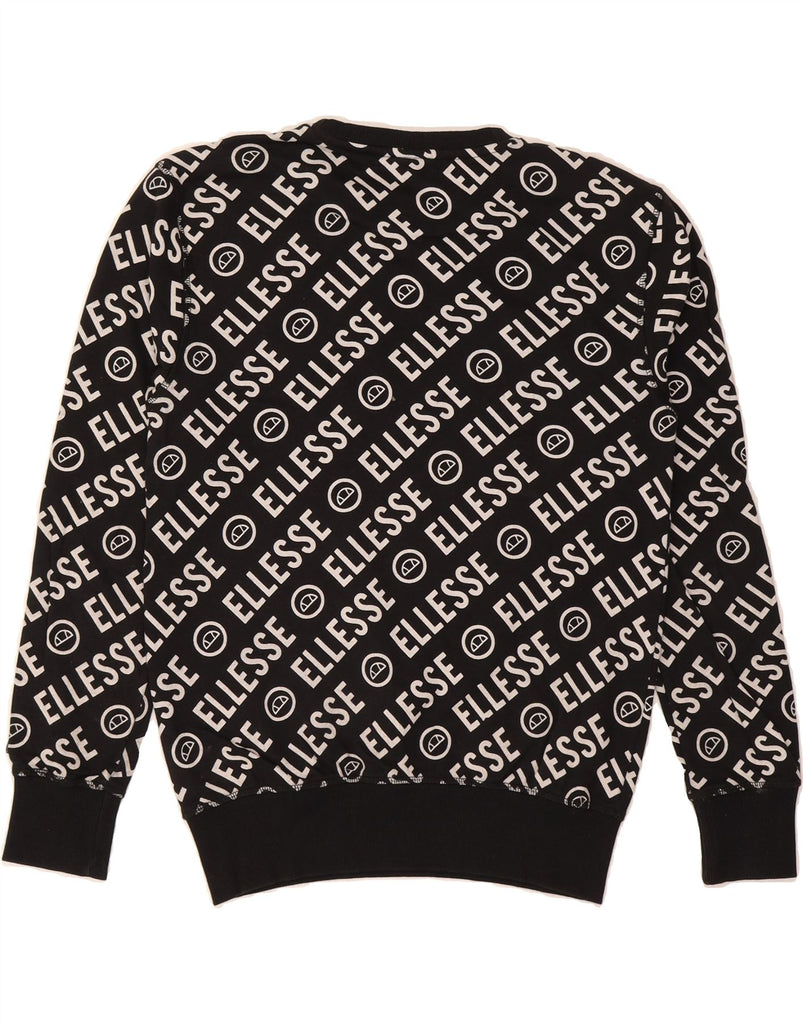ELLESSE Mens Graphic Sweatshirt Jumper Small Black Cotton Vintage Ellesse and Second-Hand Ellesse from Messina Hembry 