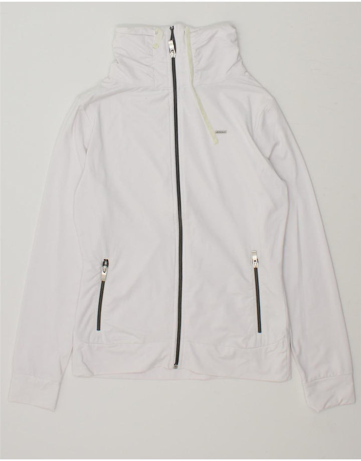 VINTAGE Womens Tracksuit Top Jacket UK 14 Medium White Polyester Vintage Vintage and Second-Hand Vintage from Messina Hembry 