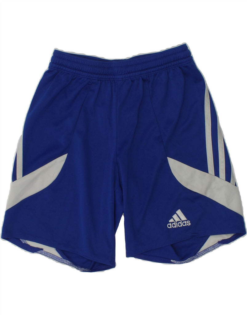 ADIDAS Boys Climalite Sport Shorts 7-8 Years Blue Colourblock Polyester | Vintage Adidas | Thrift | Second-Hand Adidas | Used Clothing | Messina Hembry 