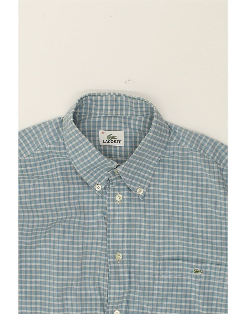 LACOSTE Mens Shirt Size 40 Medium Blue Check Cotton | Vintage Lacoste | Thrift | Second-Hand Lacoste | Used Clothing | Messina Hembry 