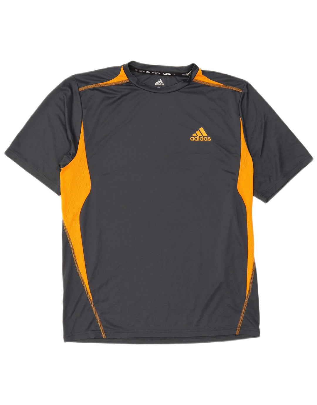 Adidas Mens Climalite T-Shirt Top Medium Grey Colourblock Polyester